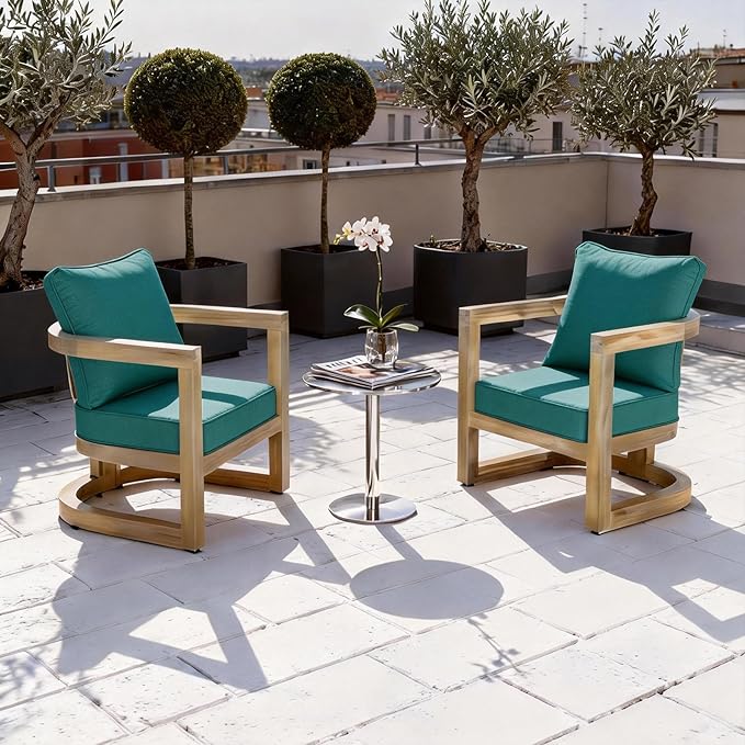 24x24 Inch Outdoor Deep Seat Cushions Set of 2,Thick High-Density Foam, Water-Resistant, Piped Edges & YKK Hidden Zipper for Patio Furniture,Malachite