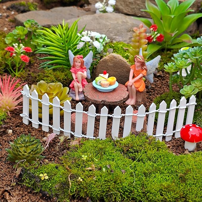 Kai Dream 35-Inch Mini Fairy Garden Fence - DIY Small Wooden Decorative Picket Fence for Dollhouses, Crafts, Dioramas, Plant Pots, and Micro Landscape