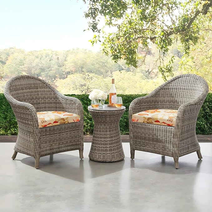 downluxe Outdoor Chair Cushions Set of 4 for Patio Furniture, Water-Resistant Patio Chair Cushions with Ties, High Density Foam Outdoor Seat Cushion, 17" X 16" X 2", Eva Floral