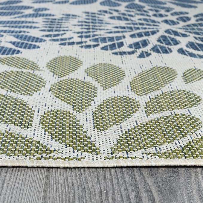 Beverly Rug Outdoor Rug 6x9 Modern Exotic Tropical Leaf Area Rugs for Indoor and Outdoor Patio Deck Porch Garden Water Resistant Washable Outside Carpet (6 x 9 Olive)