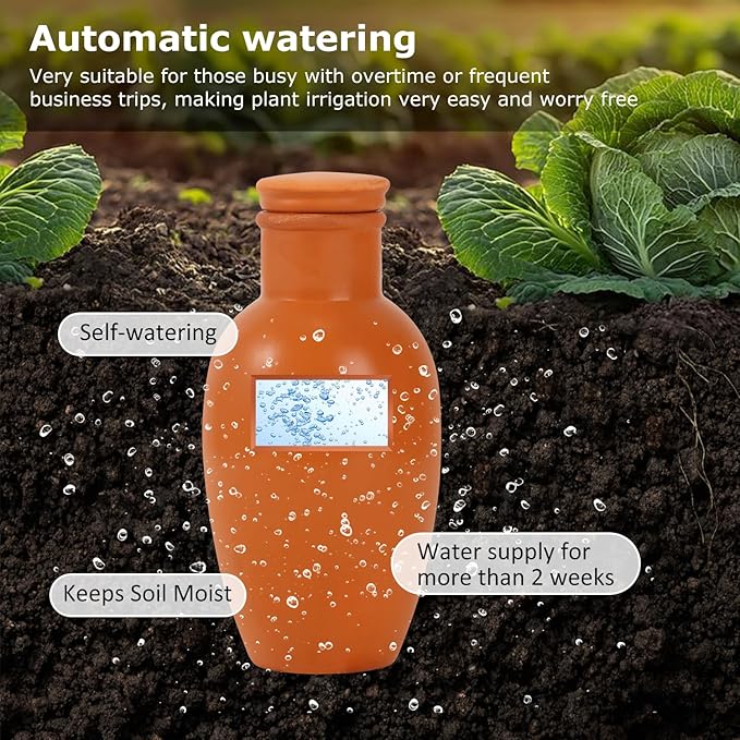 4pcs 3.1in Plant Self Watering Globes Ollas Watering Pots Drip Irrigiation Olla System Terra Cotta Clay Irrigation Pots Terracotta Self Watering