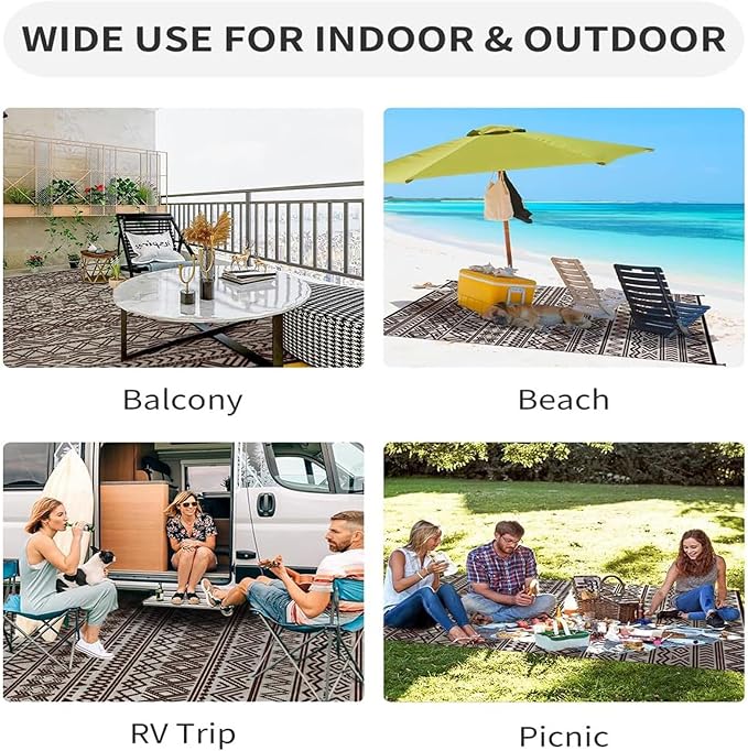 Outdoor Rugs for Patio Furniture, Balcony Rugs Outdoor Apartment 4x6, Washable and Stainproof Outdoor Rug for Small Patio Balcony 3x5 Geometric Outside Carpet Picnic Camping Mat