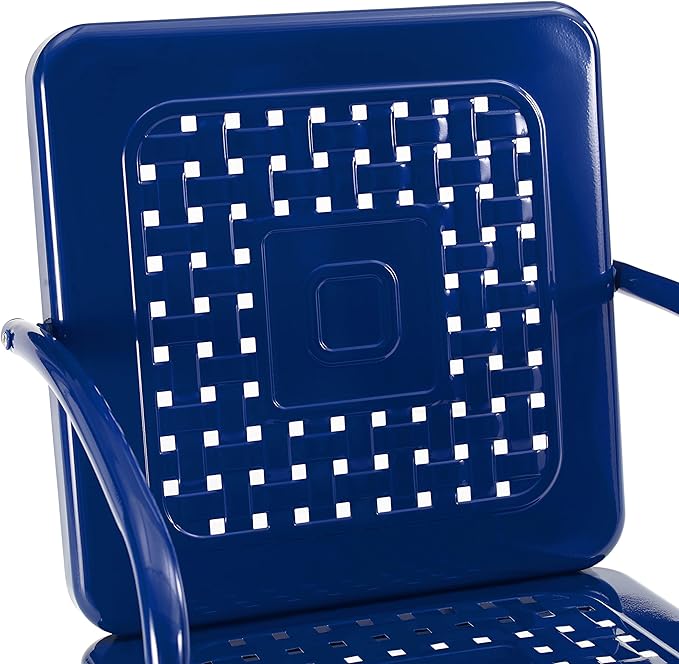 Crosley Furniture Bates 2-Piece Outdoor Chair Set, Retro Metal Patio Chairs for Dining, Porch, Deck, Balcony, Navy Gloss