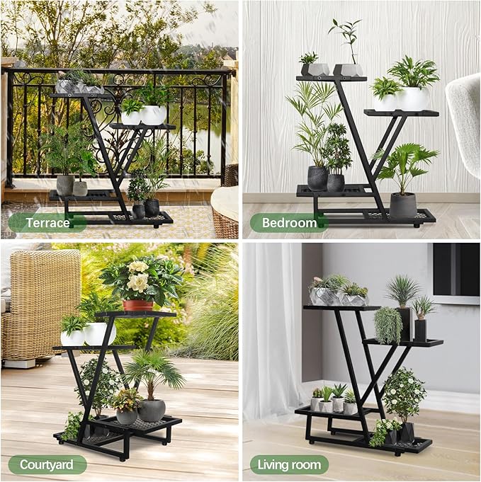 4Tier plant stand，outdoor plant stands for patio，Planter Display ShelvingIndoor Outdoor，Multiple Flower Pot Holder， suitable for garden corners, balconies, and living rooms