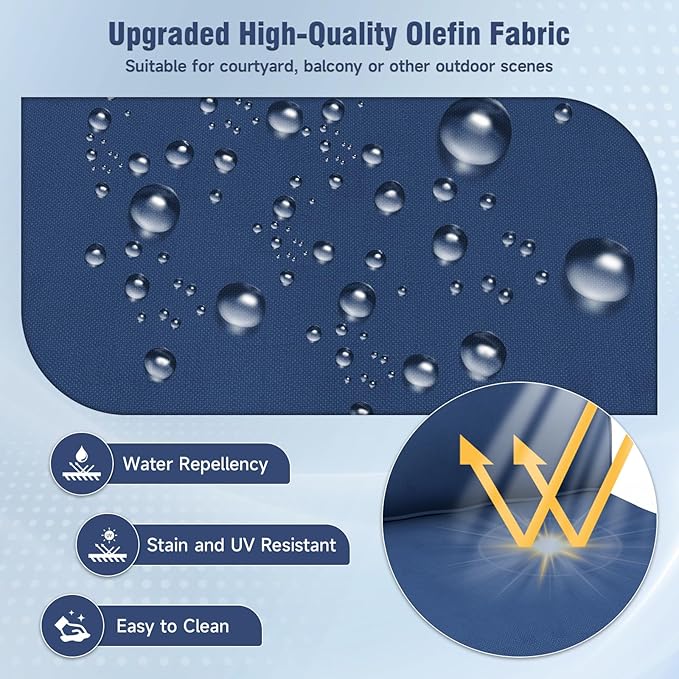 Outdoor Chair Cushions 23" x 24" x 4", Patio Deep Seat Replacement Cushions Set with Zippered Removable Cover, Weather-Resistant Olefin Fabric for Garden Chair Sofa Couch, Blue