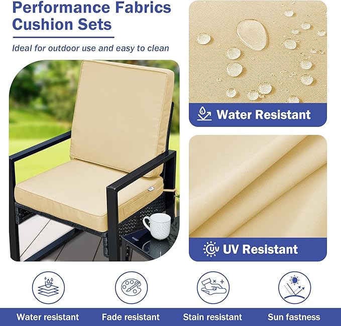 Outdoor Cushions, Outdoor Chair Cushions 19x19x3 Inch, Cushions for Outdoor Furniture with Removable Cover, Waterproof & Fade Resistant Outdoor Seat Cushions for Patio, Lawn, Beige