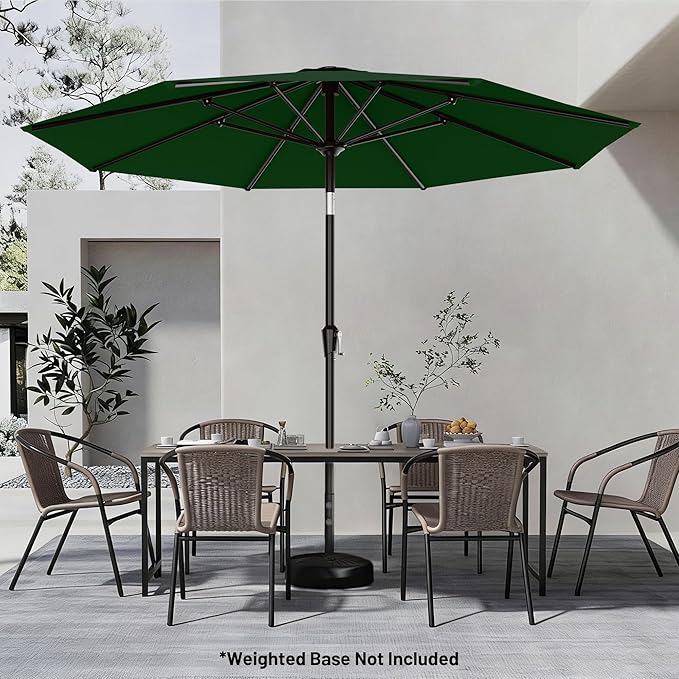 AreShark 9 FT Patio Umbrella for Outdoor, Outdoor Table Umbrella with Push Button Tilt and Crank, Outdoor Patio Umbrellas with 8 Sturdy Ribs for Market, Garden, Pool (Dark Green)