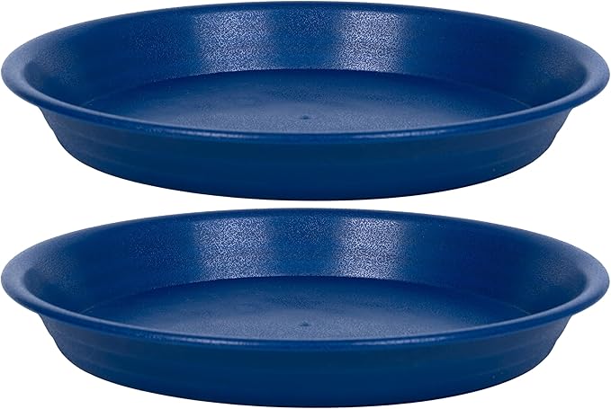 2 Pack Plant Saucer Drip Tray 11 12 inch, Pot Base for Plants Indoor, Plastic Flower Planter Saucers and Drip Trays for Outdoors, Heavy Durable Plant Plate Water Catcher (12", Blue)