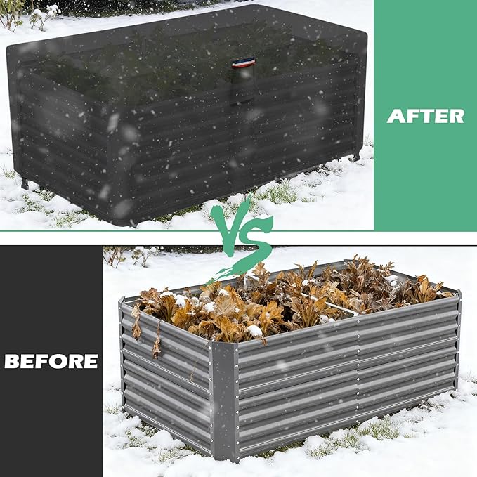 6x3 FT Raised Garden Bed Cover - Heavy Duty Frost Cover for Outdoor Winter Frost Cold Weather Plant Freeze Protection Covers, Black 73" x 37" x 25"