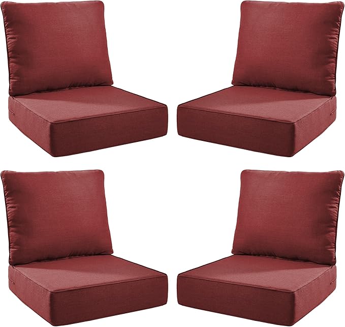 Luxury Outdoor Seat Cushion Set-24 x 24 x 6 Inch Outdoor Chair Cushions with Water Resistant & Removable Cover Outdoor Cushions for Patio Furniture Chair Sofa Couch