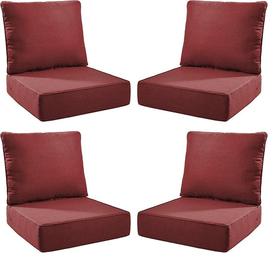 Luxury Outdoor Seat Cushion Set-24 x 24 x 6 Inch Outdoor Chair Cushions with Water Resistant & Removable Cover Outdoor Cushions for Patio Furniture Chair Sofa Couch