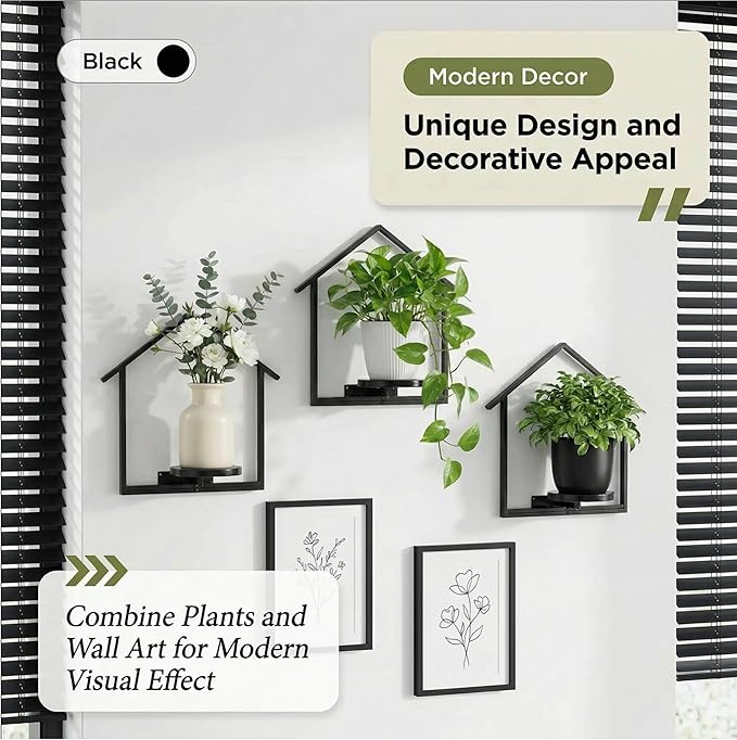Decorative Wall Plant Frame, House-Shaped Wall-Mounted Plant Hanger for Indoor Decor, Space-Saving Vertical Garden Wall Planter for Apartment & Home, 2 Pack