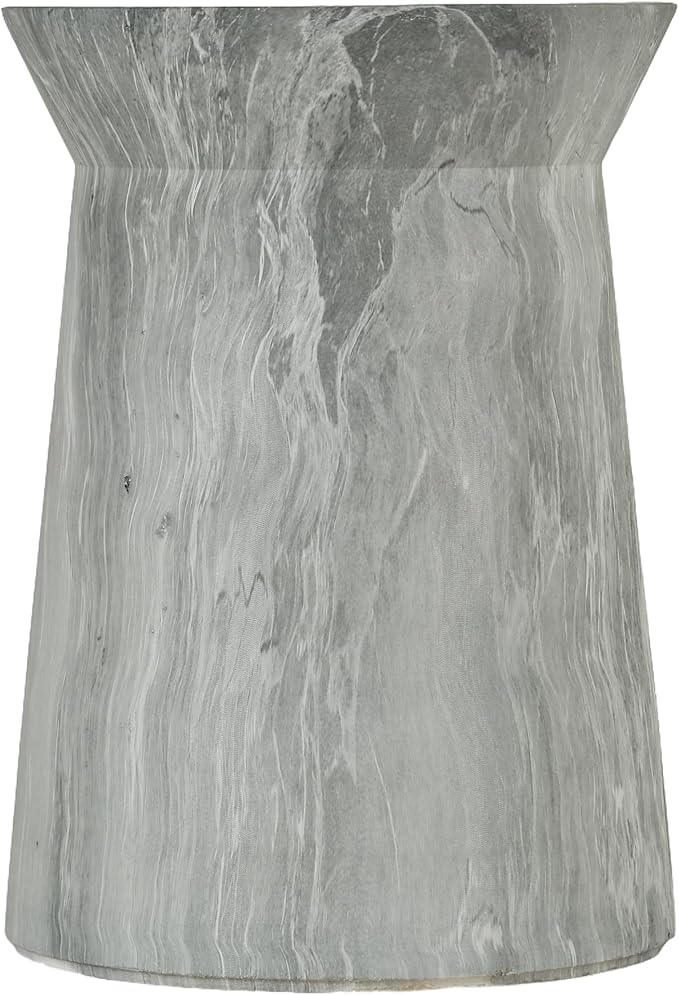 12.8" Cement End Tables for Patio,Faux Terrazzo Modern Small Round Side Accent Table,Tree Stump Garden Stool Drum Indoor and Outdoor,Light Grey