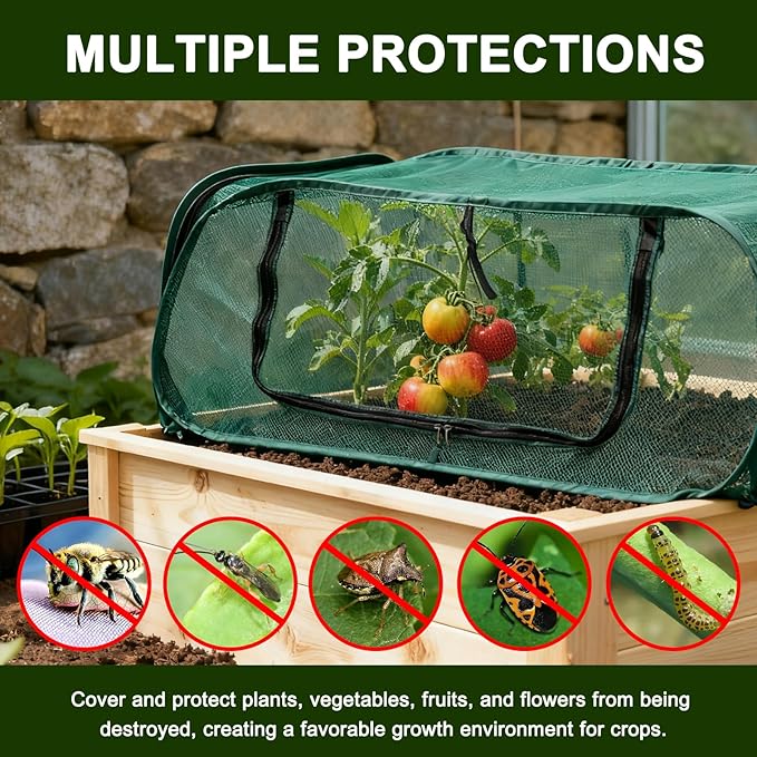 Garden Cover for Raised Beds 45“ x 22” x 16" Pop-Up Mesh Plant Garden Bed Cover For Vegetables, Seedlings, Fruits, Frost Protection, Outdoor Gardening Bird and Animal Barrier Greenhouse Cover