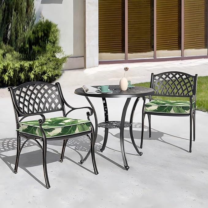 Outdoor Chair Cushions 22x22x3 Inch, Patio Seat Cushion Furniture Swing Set of 2, Water Repellent Chairs Wicker Cushion Pads with Couch Sofa in Garden, Swaying Palms Green