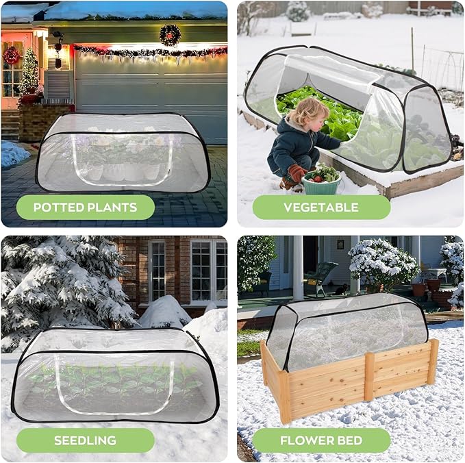Greenhouse Cover for Raised Garden Bed-45''x22''x16'' Raised Bed Cover Freeze Protection with Zipper Door in Winter,Seedlings Plants Growth Cover Against Pests & Animals in Spring