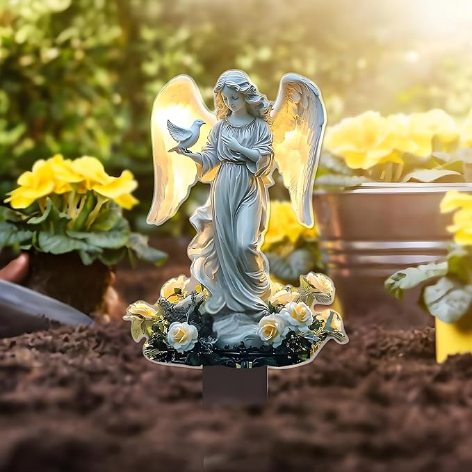 Garden Decor, Acrylic 2D Stake, Pot Plants Garden Yard Lawn Outdoor Fairy Statue Ornaments, Fairy Garden Accessories Decoration (Style D)