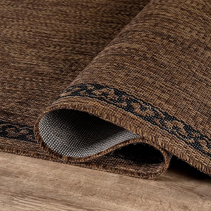 Washable Outdoor Rug 5x7 Modern Area Rugs Outdoor Carpets Bordered Pattern Non Shedding Waterproof Easy Clean Patio Deck Porch Living Room Bedroom Garden RV (5 X 7 Gold)