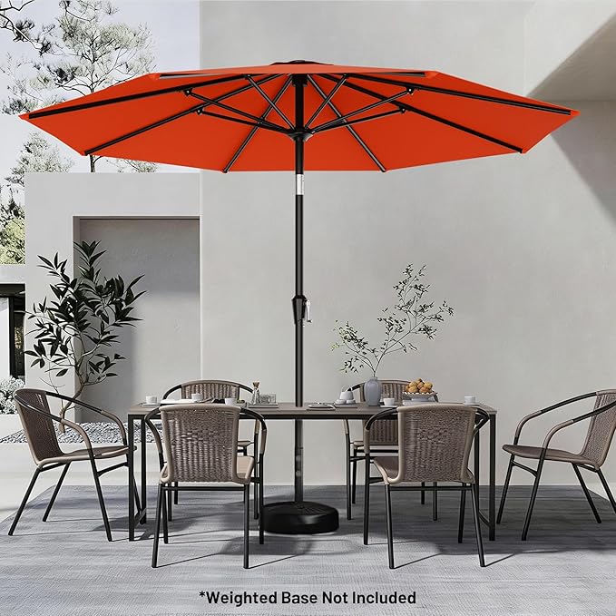 AreShark 9 FT Patio Umbrella for Outdoor, Outdoor Umbrella with Push Button Tilt and Crank, Outdoor Patio Umbrellas with 8 Sturdy Ribs for Market, Garden, Deck, Backyard, Pool (Orange)