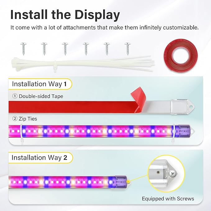 iPower 40W LED Plant Grow Light Strips Full Spectrum for Indoor Plants with Auto ON/Off 3/9/12H Timer, 10 Dimmable Levels 48 LEDs Per Tude, for Hydroponics Succulent