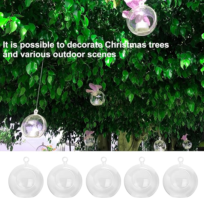 39 Pcs 4 Inch Hanging Glass Globes Orbs, Clear Ornaments Balls, Tealight Candle Holder for Wedding, Christmas, Party, Centerpiece Accessory and Home Decor by KUKLIPJIM.