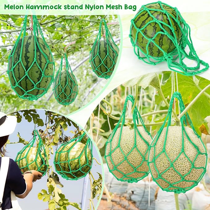 Nuenen 12 Pcs Watermelon Net Melon Hammock Melon Cradle Plant and Garden Supports Pumpkin Support Hanging Bag Protects Watermelons, Honeydew, Squash, Cantaloupes (Green)