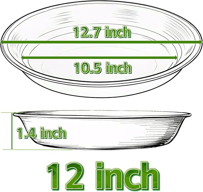 2 Pack Plant Saucer Drip Tray 11 12 inch, Pot Base for Plants Indoor, Plastic Flower Planter Saucers and Drip Trays for Outdoors, Heavy Durable Plant Plate Water Catcher (12", Black)