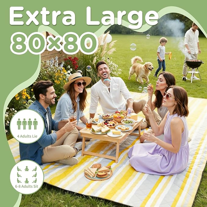 Waterproof Beach Blanket Picnic Outdoor Mat Extra Large Women Men Family Summer Vacation Essentials Lake Day Must Haves Travel Accessories Supplies Camp Gear Stuff Necessities Items Gadget Needs Gift