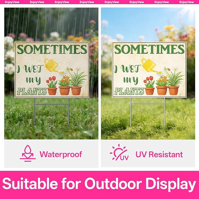 Funny Garden Sign with H Stake 24"x18" Large Vintage Sign for Outside Corrugated Plastic Greenhouse Yard Decor Gardening Gifts for Women 1Pack