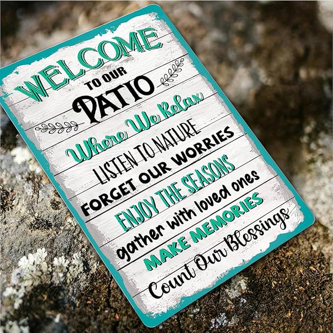 Funny Patio Signs For Outside Welcome To Our Patio Sign Outdoor Signs For Backyard Decor Patio Metal Signs Deck Tin Signs For Outside Patio Decorations Patio Rules Sign 8x12 Inch