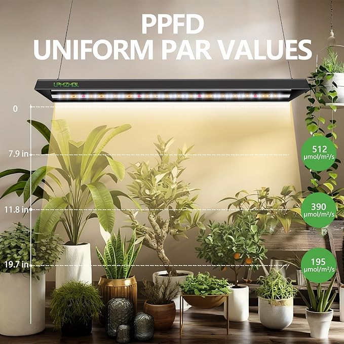 Full Spectrum Grow Lights for Indoor Plants 60W LED Grow Lights for Seed Starting 4/8/12H Timer and 10 Dimming Levels Height Adjustable and Energy Efficient for Seedling Veg Bloom All Growth Stages