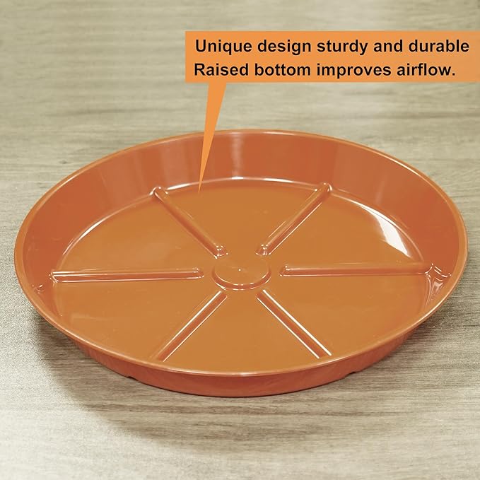 Plant Saucer Pot Tray 12 inch, 6 Packs Flower Planter Saucers and Drip Trays for Pots Planter, Heavy Duty Plant Dish Pant Plate to Catch Water for Indoor & Outdoor, Terracotta