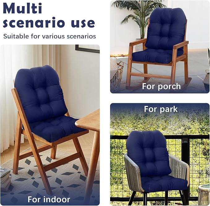 Indoor/Outdoor Wicker Chair Cushions Set of 2 Waterproof Rocking Chair Cushion with Ties 18.5in*18.5in Printing Patio Chair Cushion, Flowers
