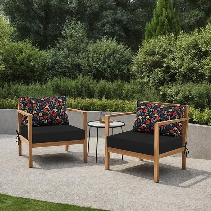 idee-home Outdoor Cushions for Patio Furniture, Outdoor Seat Cushion, Waterproof Hampton Bay Deep Seat Replacement Couch Chair Cushions for Garden Lawn Backyard Deck, 28.5 x 28.5 Floral Pattern