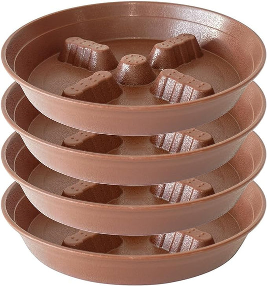 4 Pack Plant Saucer 8 inch, 10 12 14 17 inch, Plant Stand Plastic Plant Saucers for Indoors Outdoor, Heavy Duty Flower Planter Drip Trays for Pots, Pot Saucers for Plants, Grow Bags Saucers