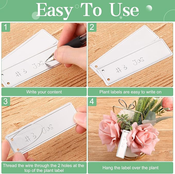 300 Pcs Metal Plant Labels Aluminum Plant Tags Waterproof Outdoor Plant Markers Solid Stamping Garden Labels Double Sided Write Tags with 6 Inch Wires for Marking Trees Greenhouses