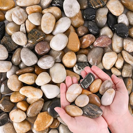 River Rocks for Plants 11.25 LB Small Decorative Pebbles 1"-1.5" Polished Stones Smooth Aquarium Gravel for Fish Tank Vases Indoor Planters Outdoor Landscaping Garden (180oz)