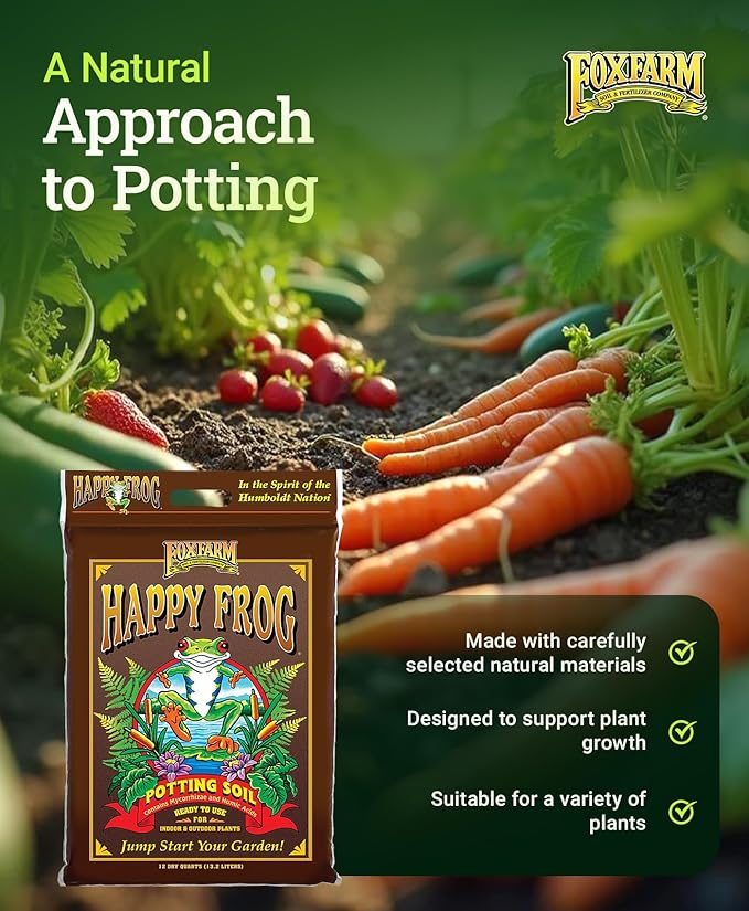 FoxFarm Happy Frog Potting Soil, 12qt – for Indoor/Outdoor Container Plants, Improves Root Efficiency, pH Adjusted for Optimal Nutrient Uptake – Contains Microbes and Humic Acids (Pack of 2)
