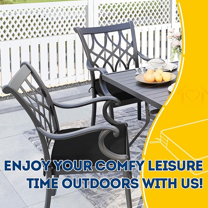 AAAAAcessories Outdoor Seat Cushions for Chairs, Waterproof, Fade-Resistant, 22" x 22" x 3", Patio Furniture Replacement Cushions, Set of 2, Charcoal Black