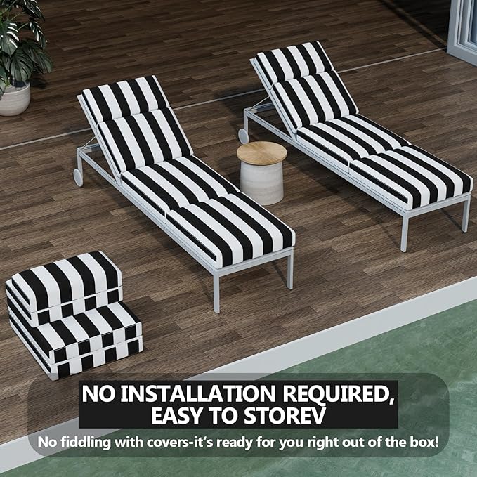 4 Pcs Chaise Lounge Cushions Outdoor, 72 x 21 x 4 Inch Lounge Chair Cushions for Outdoor Furniture - Waterproof Lounge Patio Replacement Cushion, 4In Fade-Resistant ThickPatio Chaise Lounge Cushion