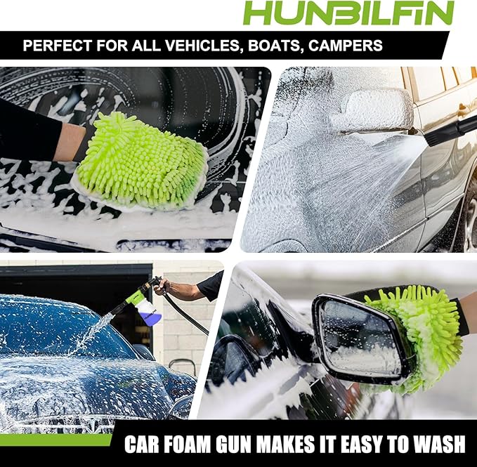 Car Wash Foam Gun + Microfiber Cleaning Mitt - Foam Pot Garden Hoses - Car Wash - Men's Car Accessories - Foam Blaster - Spray Foam Gun Cleaner - Car Foam Sprayer