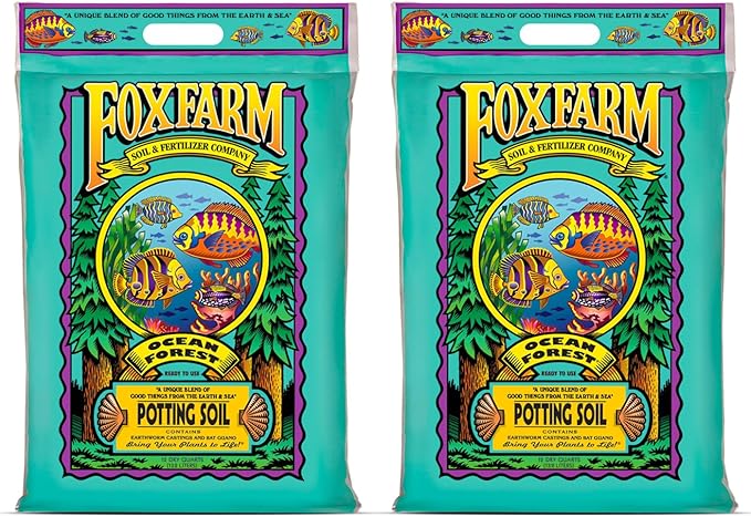 FoxFarm Ocean Forest Potting Soil, 12qt – Light, Aerated Texture, Designed for All Container Plants – pH Adjusted for Optimal Nutrient Uptake, Effectively Retains Moisture (12 Quart (2 Pack))