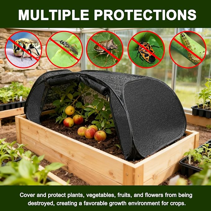 Garden Cover for Raised Beds 45“ x 22” x 16" Pop-Up Mesh Plant Garden Bed Cover For Vegetables, Seedlings, Fruits, Frost Protection, Outdoor Gardening Bird and Animal Barrier Greenhouse Cover