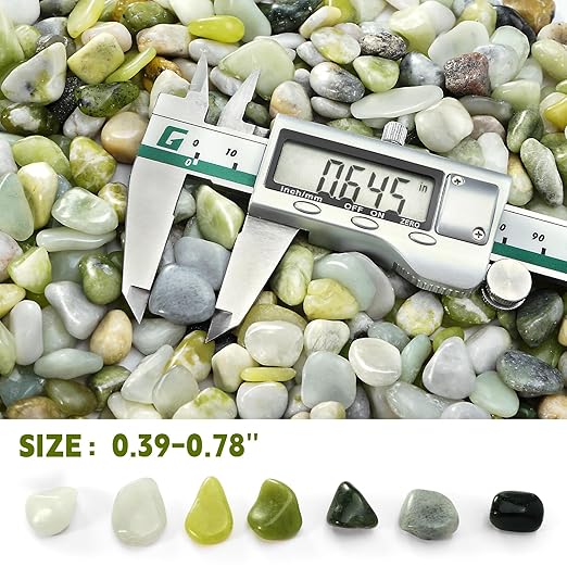 2.2 lb Jade Pebbles for Indoor Plants, 1/2 Inch Polished Decorative Pebbles for Vase, Bamboo, Succulent, Garden Landscape Decoration River Stone