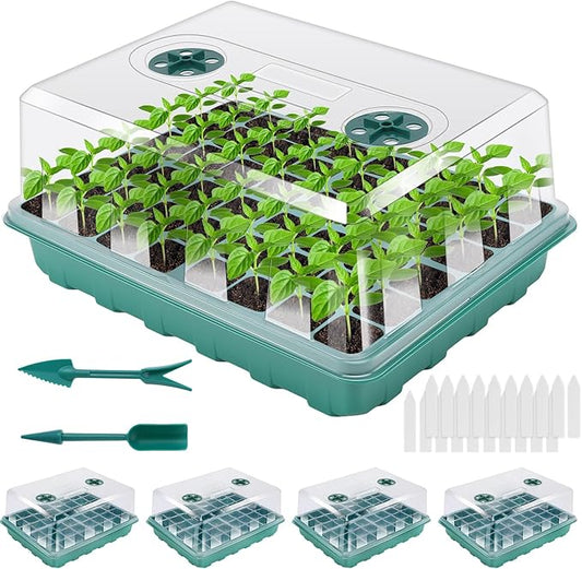 192 Cell Seed Starter Tray, Seed Starter Kit with Adjustable Humidity Dome, Seed Starting Trays Plant Starter Kit for Seeds Growing Starting, Indoor Gardening, Greenhouse