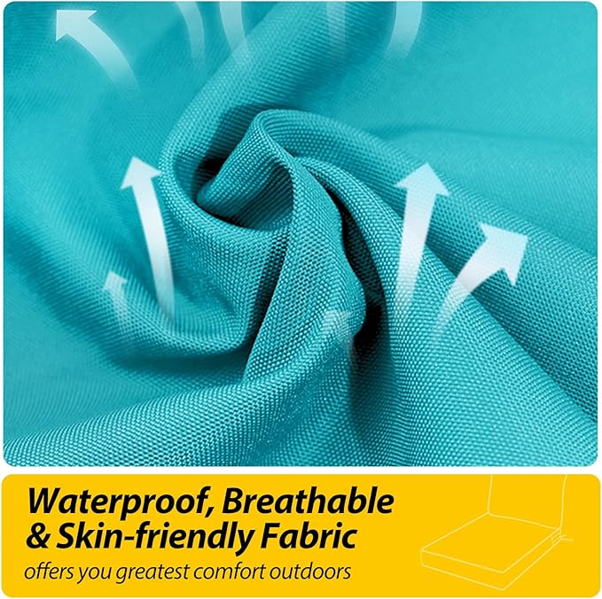 AAAAAcessories Outdoor Seat Cushions for Chairs, Fade-Resistant, Waterproof Patio Furniture Replacement Cushions, 21" x 21" x 3" + 21" x 17", Turquoise Blue