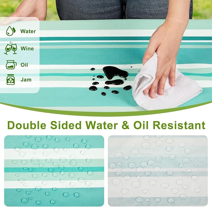 ICOSY Picnic Table Cover with Bench Covers 30 x 72 inch, Windproof Camping Essentials Table Cloths Fitted Rectangle Tablecloth for 6 Foot Tables, Camping Gifts Accessories for RV Campers