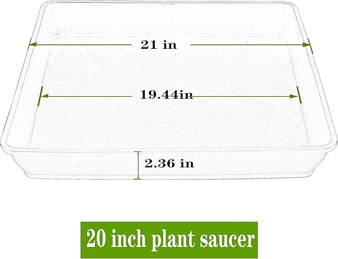 2 Pack Square Plant Saucer 20 22 Inch, Deep Plant Trays for Pots, Planters for Indoors and Outdoors Plants, Duty Plastic Plant Water Tray, Extra Large Plant Saucer (20 inch, White)