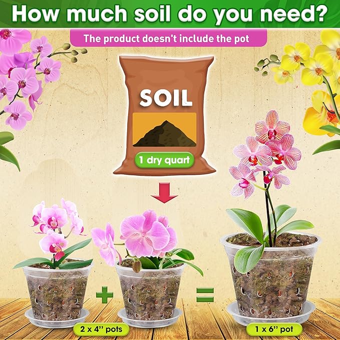 [Upgraded] DUSPRO Orchid Potting Mix for Repotting with Forest Moss, Pine Bark, Perlite & Pumice, Orchid Bark Potting Mix,Orchid Repotting Soil, Drainage Indoor Potting, Orchid Pot Not Included, 4 QT