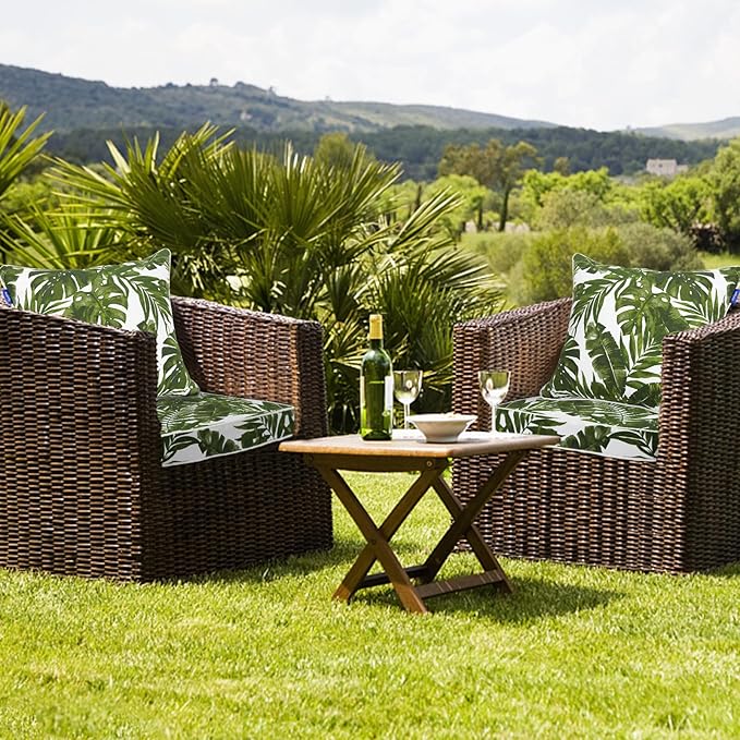 Deep Seat Cushions, Outdoor Cushions, Patio Furniture Cushions, Deep Seat & Back Cushion Patio Cushions for Backyard Couch Sofa Fade Resistant (24x24x4 inches 3 Sets, Green Leaves)